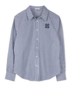 NWT Point Collection Fitted Button Up Shirt Dark Navy Stripe XL